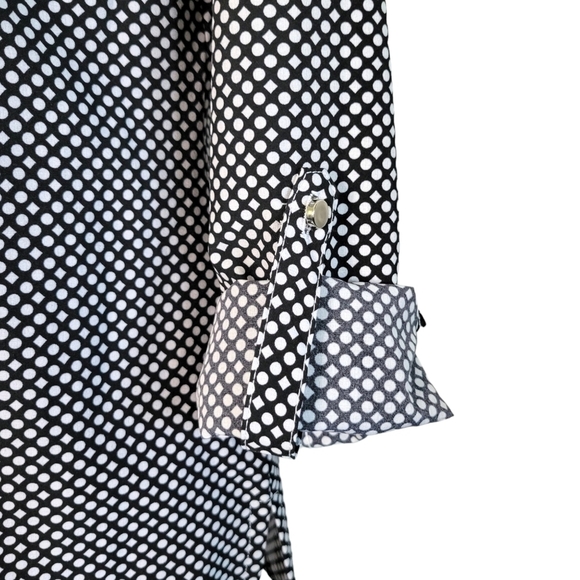 Notations Black & White Polka Dot Geometric Print Button-Up Shirt Women's Size S - Picture 3 of 9